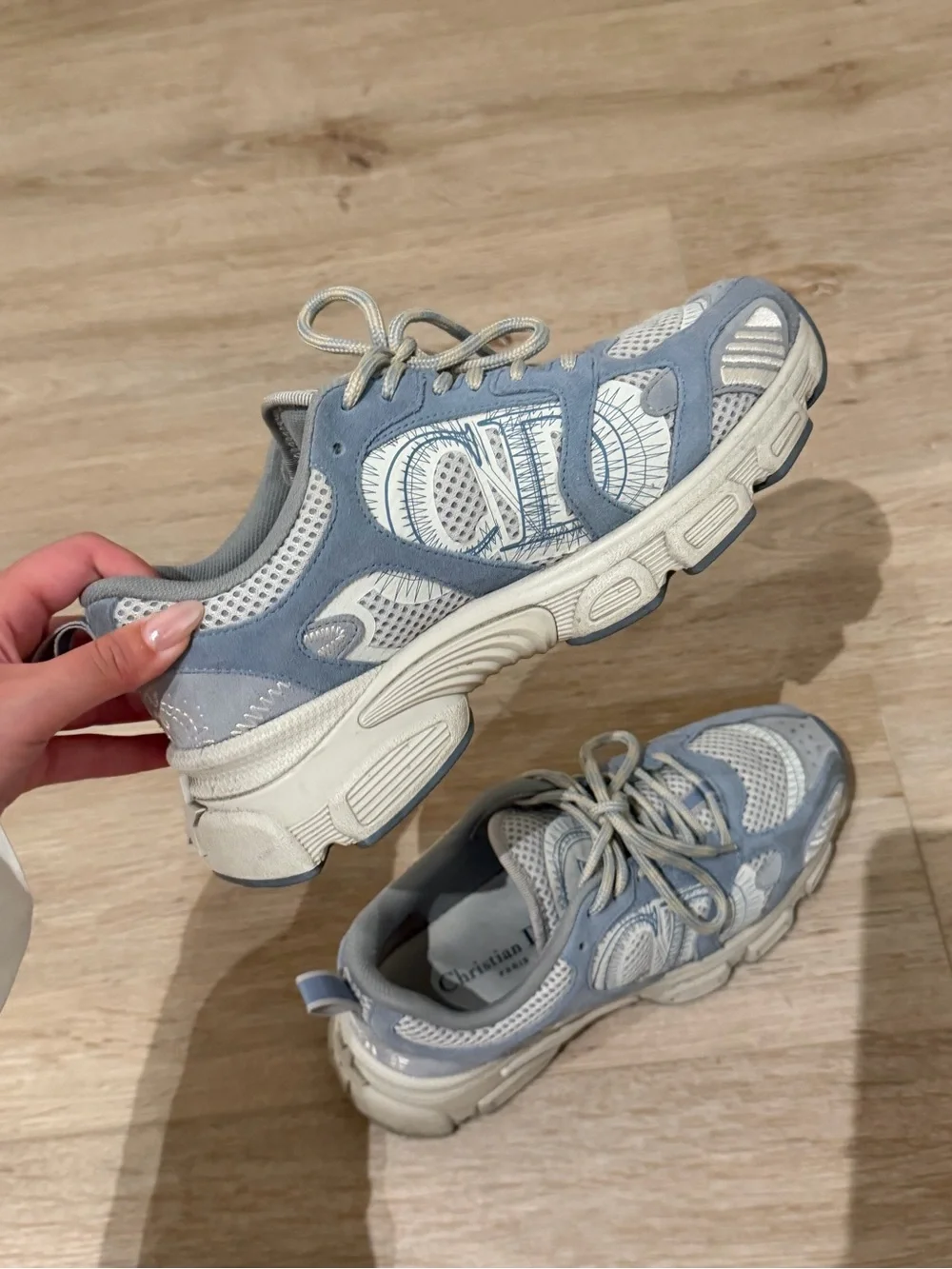 Dior Chrono Sneaker / Gray-Blue Mesh and Suede Calfskin